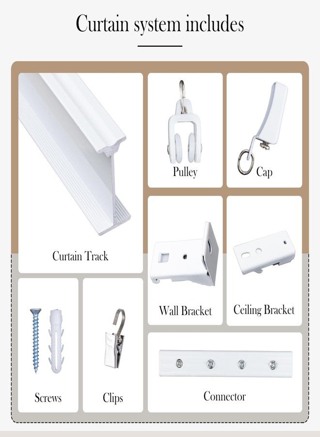 hoeflife Flexible Ceiling Curtain Tracks, Ceilings Track for Curtains, Aluminum Curtains Track Ceilings Mount,Wall Mount Curtain Rail, Ceiling Curtain Rod, Sliding Curtain Tracks with Clips (White 9FT) - Image 4